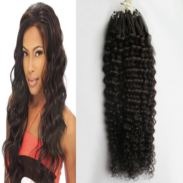 Micro Loop Hair Extensions 1g Curly Natural Color 100g 100% Human Micro Bead Links Machine Made Remy Hair Extension