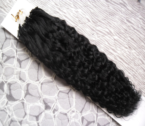 Kinky Curly Remy Hair Loop Micro Ring Natural Human Hair Extension 100G 1G/Strands Micro Bead Hair