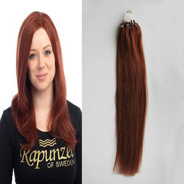 #33 Dark Auburn Brown Straight Loop Micro Ring Hair 1g/strand 50s/pack 50g 100% Brazilian Human Hair Extensions 4b Micro Link Hair Extension