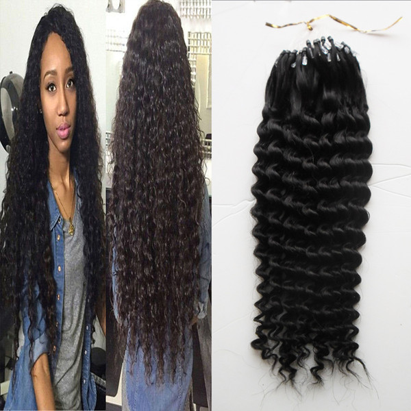 Micro Loop Human Hair Extensions 1g Curly Natural Color 100g Apply Natural Hair Micro Link Hair Extensions Human