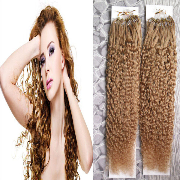 Brazilian kinky curly Micro Loop Ring Links Human Hair Extensions Brown Blonde Remy Hair 200g 1g/s Micro Bead Hair Pieces