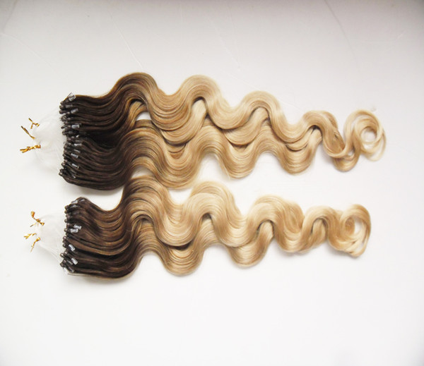 Brazilian body wave Hair micro ring 4/613 ombre micro hair extensions 200g micro loop human hair extensions