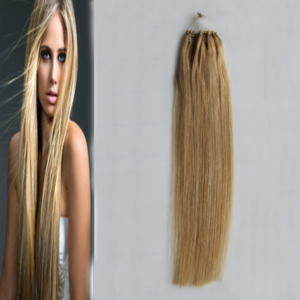 #16 Golden Blonde Micro Loop Human Hair Extensions 50g micro bead hair extensions 50 strands