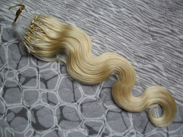 Blonde Brazilian Body Wave Hair micro loop human hair extensions 100g Micro Link Hair Extensions Human