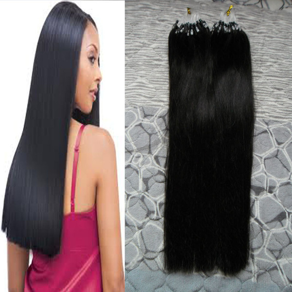 Natural straight hair remy micro loop ring bead hair extensions 1g 200g Natural Color micro loop human hair extensions