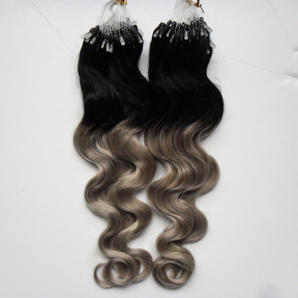 Ombre Brazilian Remy Human Hair brazilian Body wave hair Piece Fast Delivery 1g 200s T1b/Gray rey ombre human hair