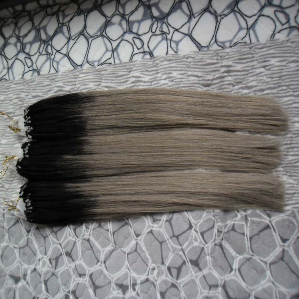 Brazilian virgin hair 300g 1g/s 300s Apply Natural Micro Link Hair Extensions Human 1B/Gray silver ombre micro hair extensions