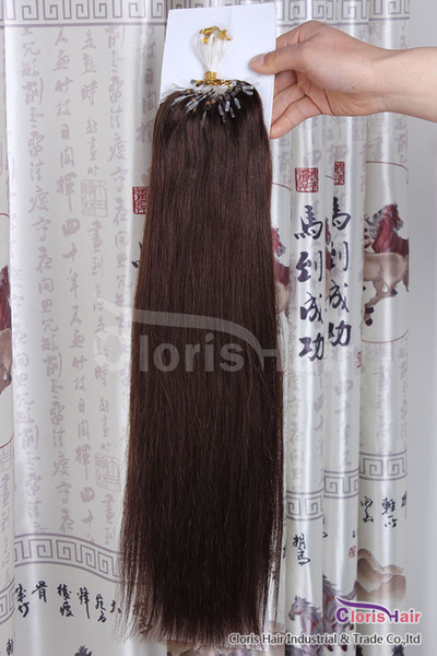 New Arrival Dark Brown #4 Easy Loops Mirco Rings Beads Tipped Human Hair Extensions Indian Remy Straight 100s 0.5g/s Full Head Volume