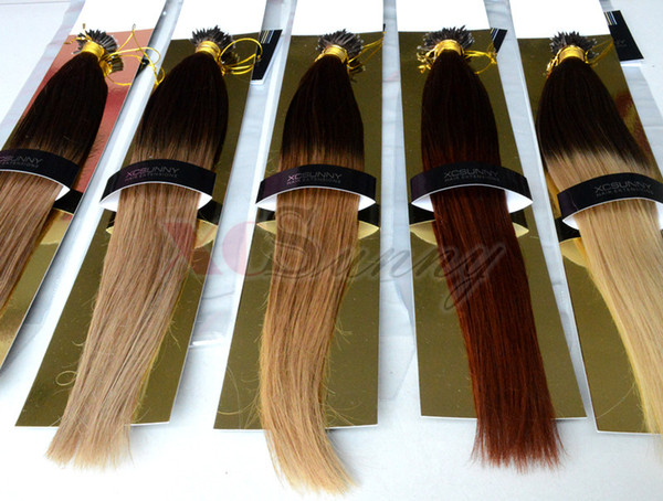 XCSUNNY Stock 100% Indian Remy Hair Ombre Nano Rings Human Hair Extensions 18