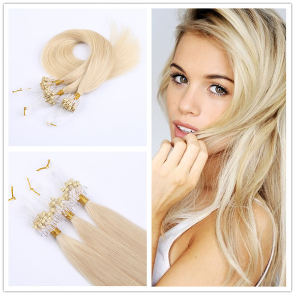 loop hair extensions 100pcs pack silky straight brazilian human hair micro ring links hair extensions