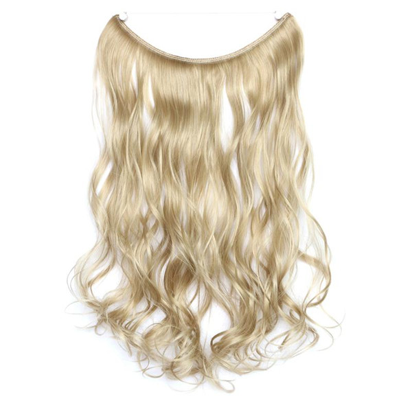 Wholesale-Ms.Fashion Curly/wavy Hide Wire Flip in Hair Extensions Synthetic Women's Hair 80g 18inch Ash Blonde Mixed With Bleach Blonde