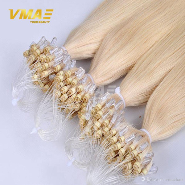 Micro Loop Ring Hair Extensions 100% Unprocessed Virgin Peruvian Human Hair Silky Straight Micro Loops 1g/Strand 100s/pack VMAE HAIR