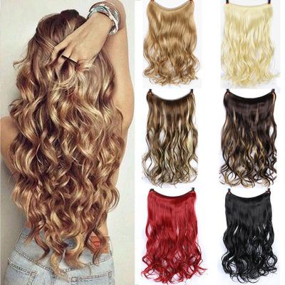 Allaosify Invisible Wire No Clips In Hair Extensions Secret Fish Line Hairpieces Silky Natural Syntheti Straight Rea