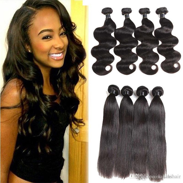 Brazilian Virgin Hair Extensions Straight Body Wave Hair Weaves 3/4 Bundles Brazilian Straight Mongolian Indian Remy Human Hair Wefts