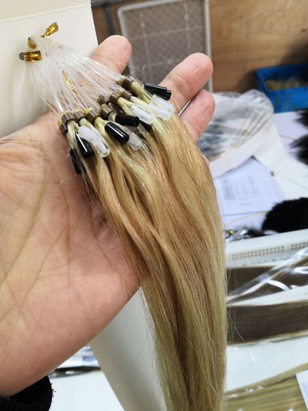 Micro Ring Human Hair Extensions 1g/strand 100strands/pack Mix Color and Pure Color Loop Micro Ring Hair Extensions