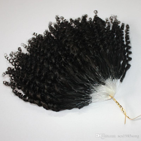 CE certificated Jerry Curly Micro Ring Hair Extensions 400s/lot Kinky Curly Loop Hair Natural Color Loop Hair