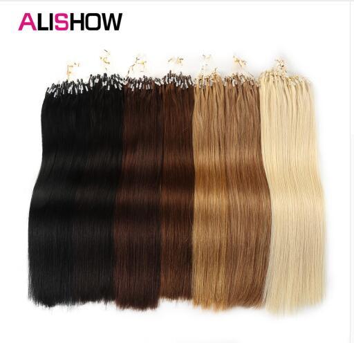 Straight Loop Micro Ring Hair 1g/s 100g/pack 100% Human Hair Straight Micro Bead Links Remy Hair Extensions Mix Colors