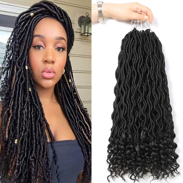 Goddess Faux Locs Crochet Hair 14 18Inch Deep ends Dreadlocks Braiding Hair Extension Mambo Crochet Box Braids Afro Kanekalon Braiding Hai