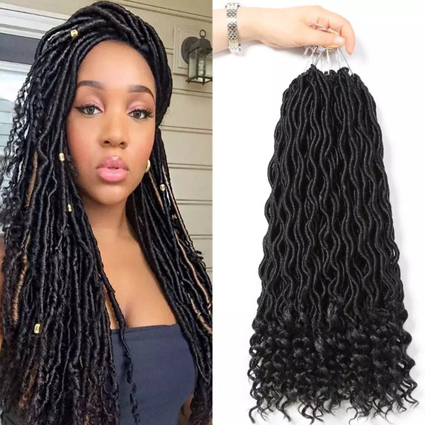 Goddess Faux Locs Crochet Hair 18Inch Deep ends Dreadlocks Braiding Hair Extension Mambo Crochet Box Braids Afro Kanekalon Braiding Hai