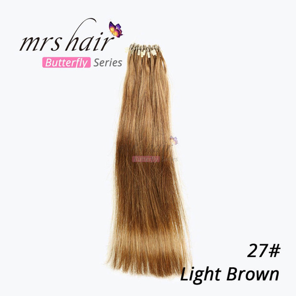 MRSHAIR #27 Dark Blonde Micro Loop Remy Hair Extensions 14'' 20'' 24'' Brazilian Virgin Hair Straight Keratin Hair 50g/lot 1g/strand