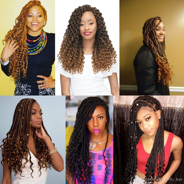 Goddess Faux Locs Crochet Hair 18Inch Deep ends Dreadlocks Braiding Hair Extension Mambo Crochet Box Braids Afro Kanekalon Braiding Hai