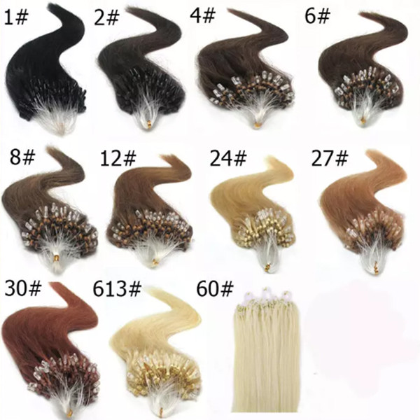 Micro Loop Ring Human Hair Extensions 100% Brazilian Straight Remy Human Hair Blonde Brown Black 0.5g/s,100s/lot