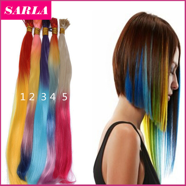 Wholesale-1000Pcs/Lot Ombre I Tip Hair Extensions 2 Tones 18Inch Grizzly Snythetic Loop Feather Hair Extension Hairpieces Free 