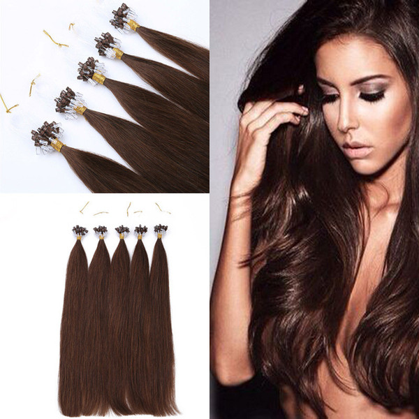 16inch18inch20inch22inch24inch26inch micro beads/links brazilian human hair extensions cabelo #2 dark brown Loop hair extension fast ship