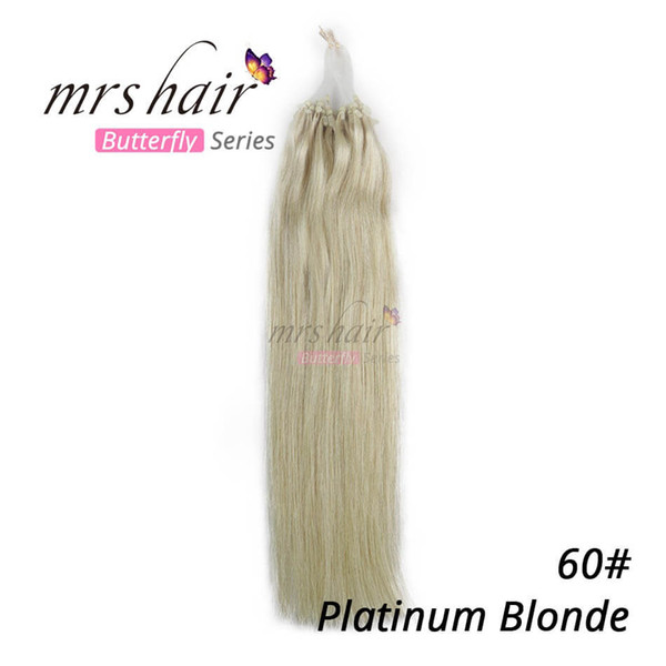 MRSHAIR #60 Platinum Blonde Micro Loop Remy Hair Extensions 14'' 20'' 24'' Brazilian Virgin Pre Bonded Keratin Hair 50g/lot 1g/strand