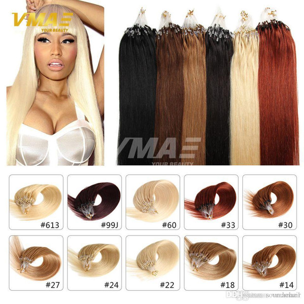 Black Brown Blonde Nano Ring Hair 100s/lot 1g/s Indian Human Hair Extensions 100pcs Nano Rings Micro Loop Ring Hair Extensions