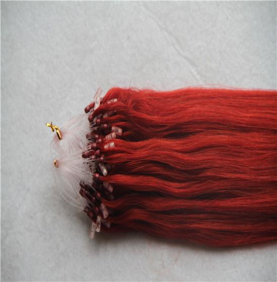 Bright Red Color Micro Loop Ring Extensions Remy Hair Extentions 10-30 Inchs Virgin Hair Straight 100% Human Hair Weave