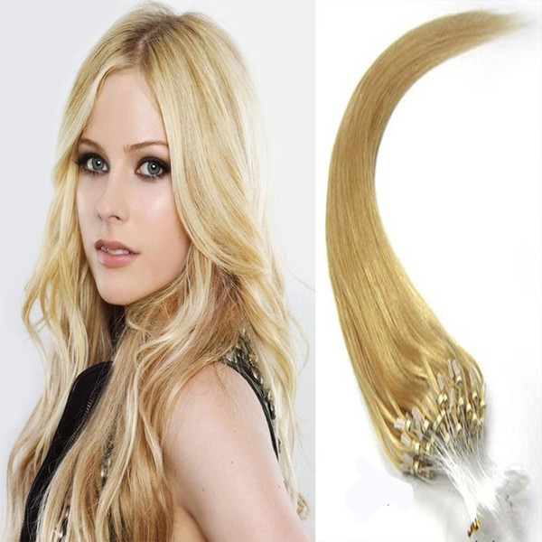 Human Hair Micro Loop Ring Hair Extensions 613 100Strand Pre-bonded 613 Micro-loop Brazilian Human Hair