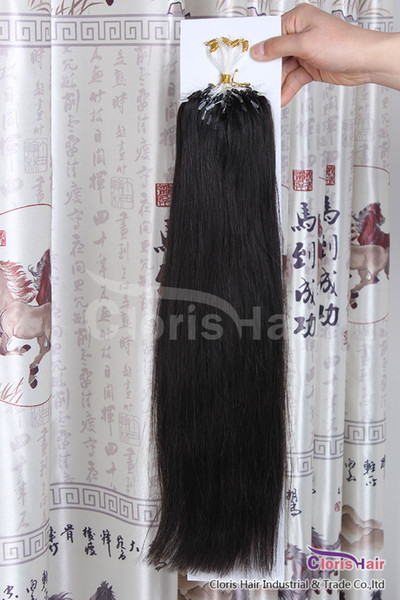 Exquisite 50g #1b Natural Black Silky Straight Brazilian Remy Micro Ring/Loop Bead Human Hair Extensions 0.5g/s,18