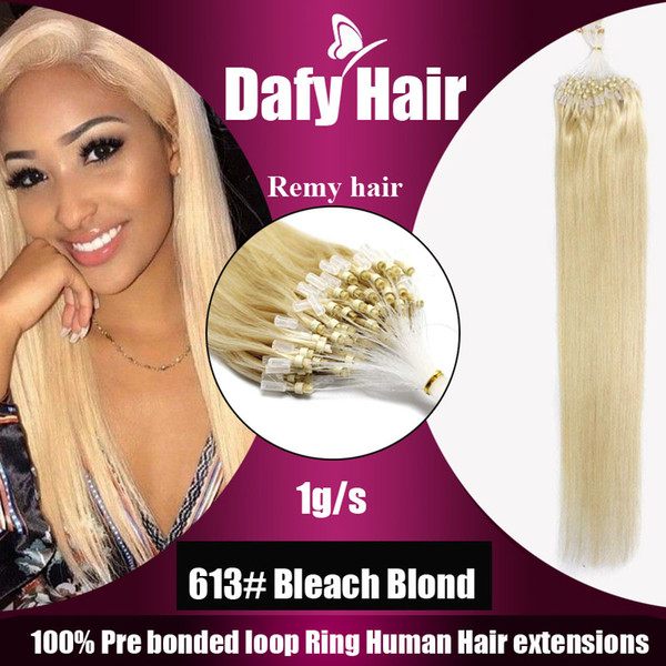 Remy Micro Loop Hair Extensions,Micro Links Extensions Ring Cheap #60 Platinum Blonde Brazilian Straight Hair Wholesale 1g/strand,100G