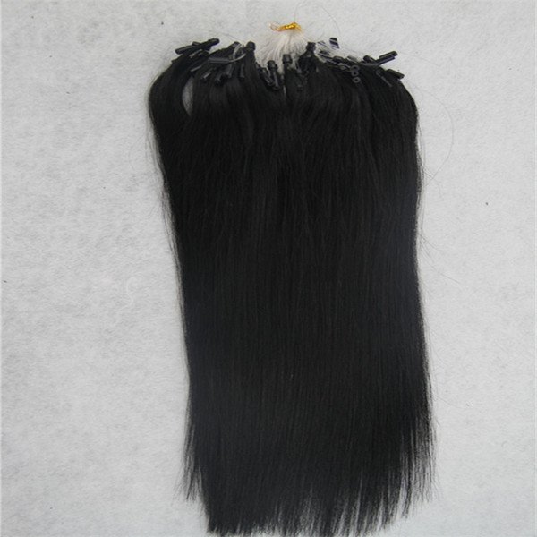 Jet black Straight Micro Loop Ring Hair Extension 100G Remy Micro Bead Hair Extensions 1g/strand Micro Link Human Hair Extensions