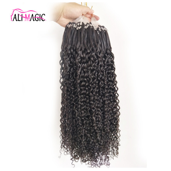 100g 1g/s Remy Human Kinky Curly Micro Ring Loop Hair Extensions Virgin Brazilian Hair Micro Bead Hair Extensions Natural Black