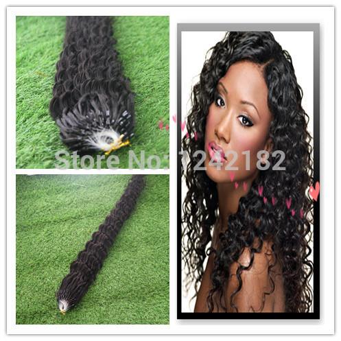 Jet Black Micro Loop Human Hair Extensions10-30 inch Curly Micro Loop Extensions100Strands Human Hair Micro Rings 100g