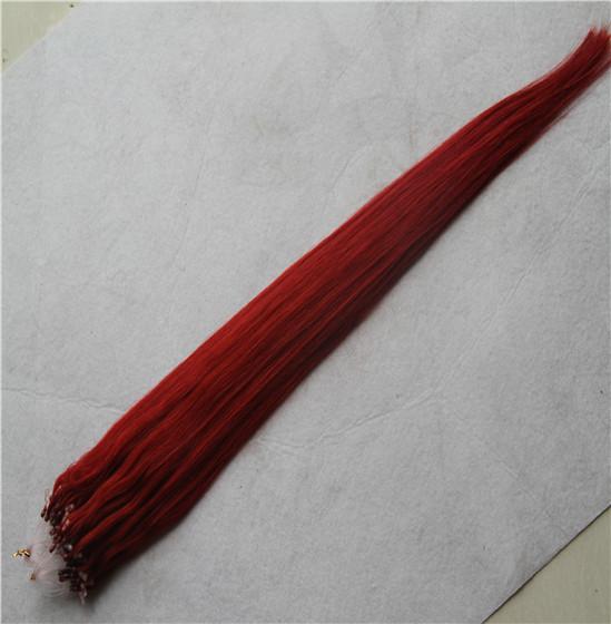 Bright Red Color Loop Remy Human Hair Extensions Micro Ring 10-30 Inchs Virgin Straight Hair Extensions