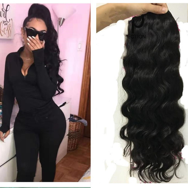 100g-160g hot women wavy Ponytail Human Hair Extension, Natural black 1b Brazilian Virgin Hair body wave drawstring Human Hair Pony tails