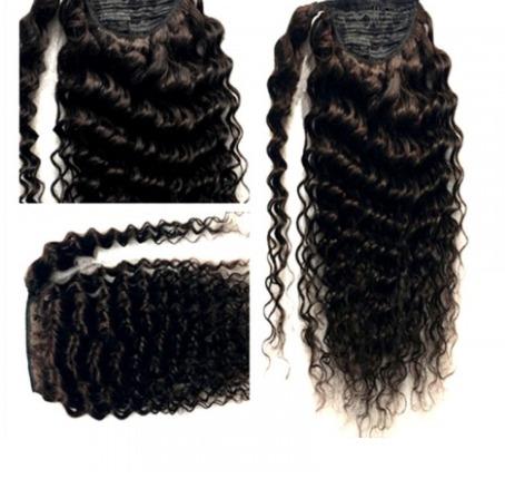 Top quality Deep wave curly ponytail hairpiece fashion beautiful chic wraps drawstring pony tail human hair hot 120g