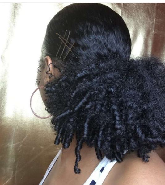 Loverly Short afro kinky curly ponytail hair extension Low Pretty Black hair puff chic Chignon Women ponytail hairpiece 120g