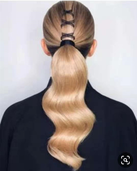 Fashion European remy blonde human hair pony tail hairpiece 100g 120g 613 white blonde body wave drawstring ponytail