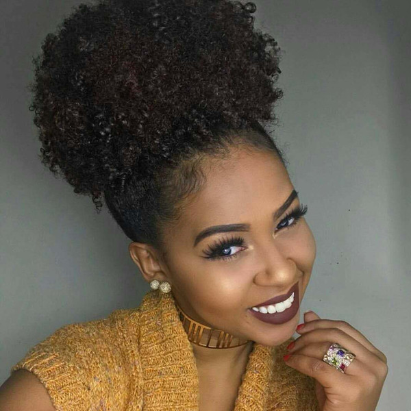 Real 100% human hair ponytail afro kinky curly drawstring ponytail extensions, brazilian virgin hair pony tail afro kinky curly hair 1b 120g