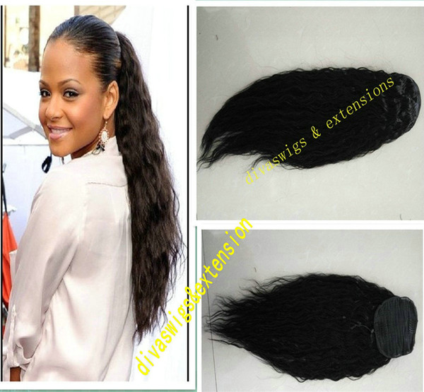 Loose wave ponytail with drawstring 100 human hair clip in human hair ponytail hair piece for black women 100g-160g for sale