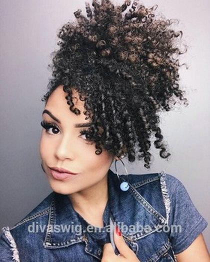 Short High Ponytail120g Human Hair Kinky Curly Afro Ponytail Clip Hair Extensions Drawstring Ponytail HairPieces For black