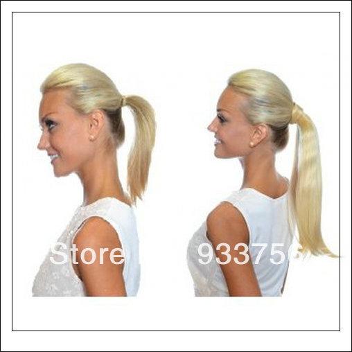 Long Wrap On virgin human Straight Ponytails for Women Natural Clip In Hair Extension Hairpieces Blonde Fancy Hair