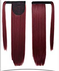 Double drawn wine red Wrap Around Ponytail Straight Hair Extension Clip in 28 Inch brazilian remy Hairpiece 120g 140g