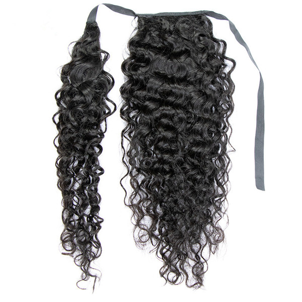 Best quality natural curly virgin human hair clip in pony tail hair, kinky curly ponytail hair extension for black women