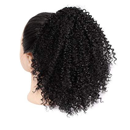 Humain Afro Kinky Curly Ponytail Extensions Curly Drawstring Puff human Ponytail for Black Women Clip Hairpieces for African American