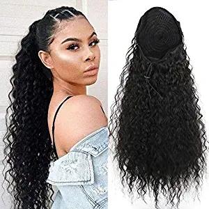 Long high drawstring ponytail hair extension 100 human hair loose wavy pony tail hairpiece 160g 1pcs free ship